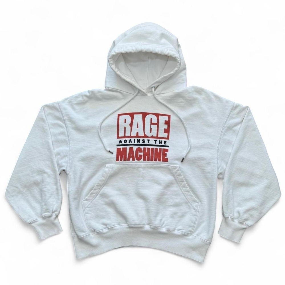 2018 Rage Against the Machine Pullover Band Merch White Heavyweight Hoodie Large